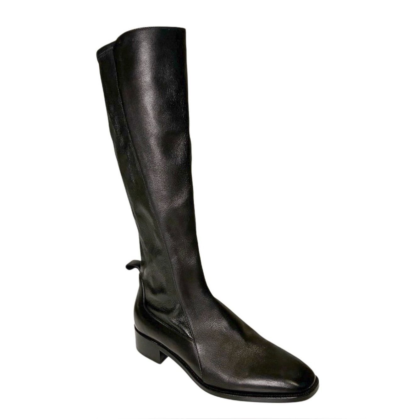 Christian Louboutin Tagastretch Knee High Boots Black Leather Eu 38 Low Heel